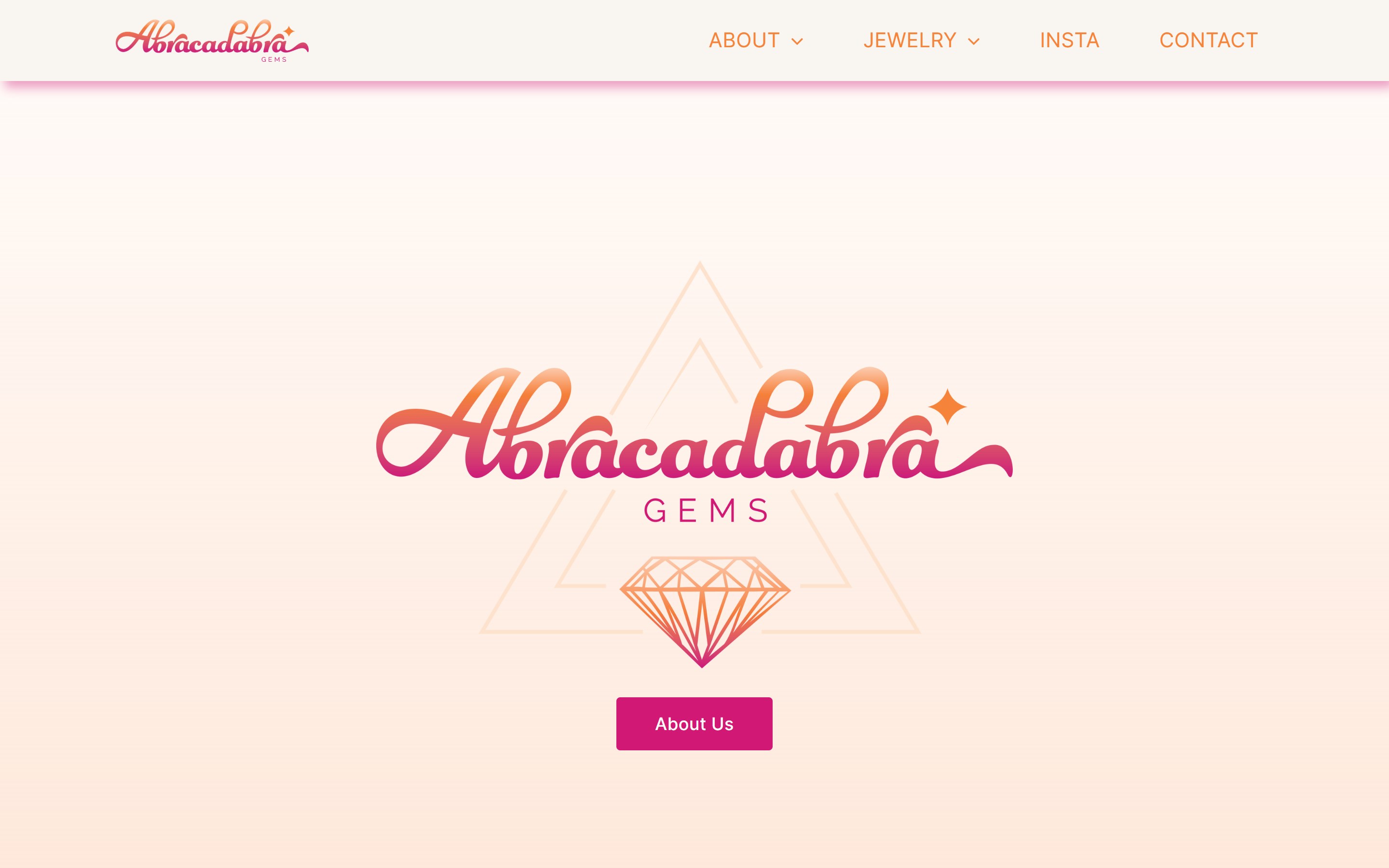 Abracadabra Gems website, designed and developed by chadworks -- desktop view