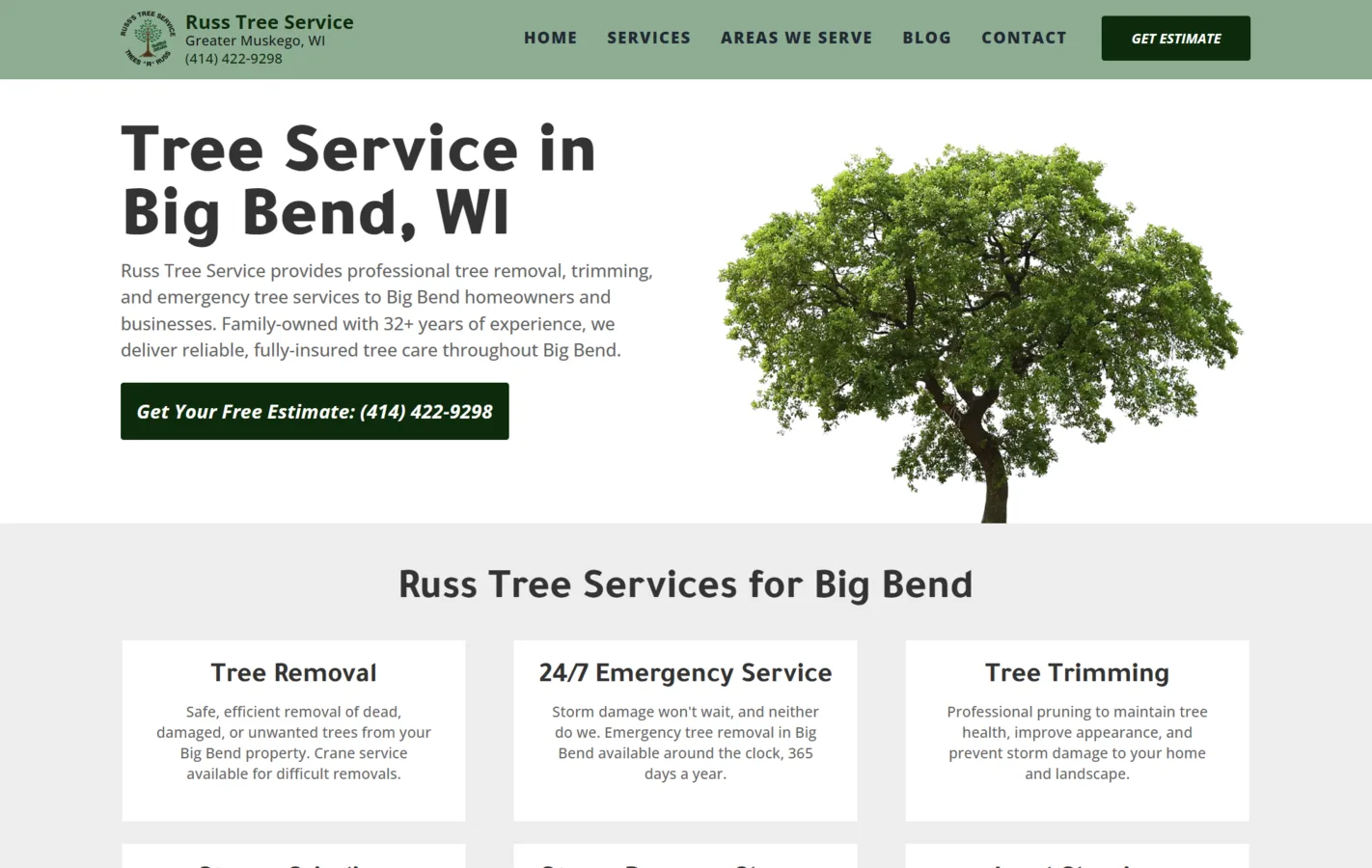 Russ Tree Service Big Bend service-area page